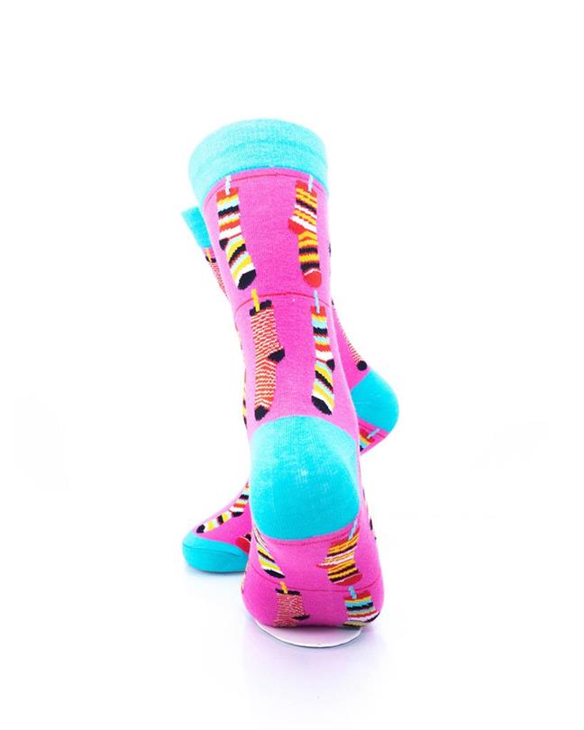 cooldesocks socks pink crew socks rear view image