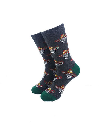 cooldesocks sombrero skulls crew socks front view image