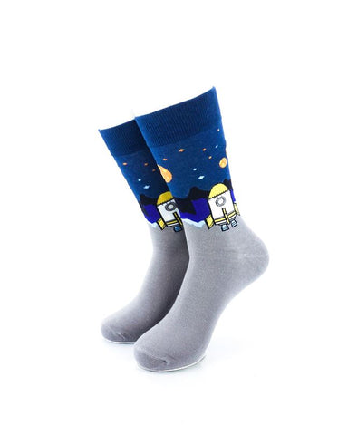 cooldesocks spaceship landing crew socks front view image