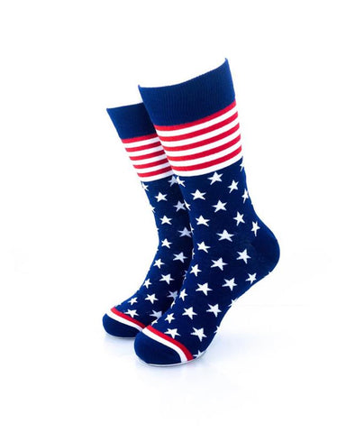 cooldesocks star spangled blue crew socks front view image