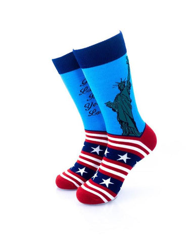 cooldesocks star spangled lady liberty crew socks front view image