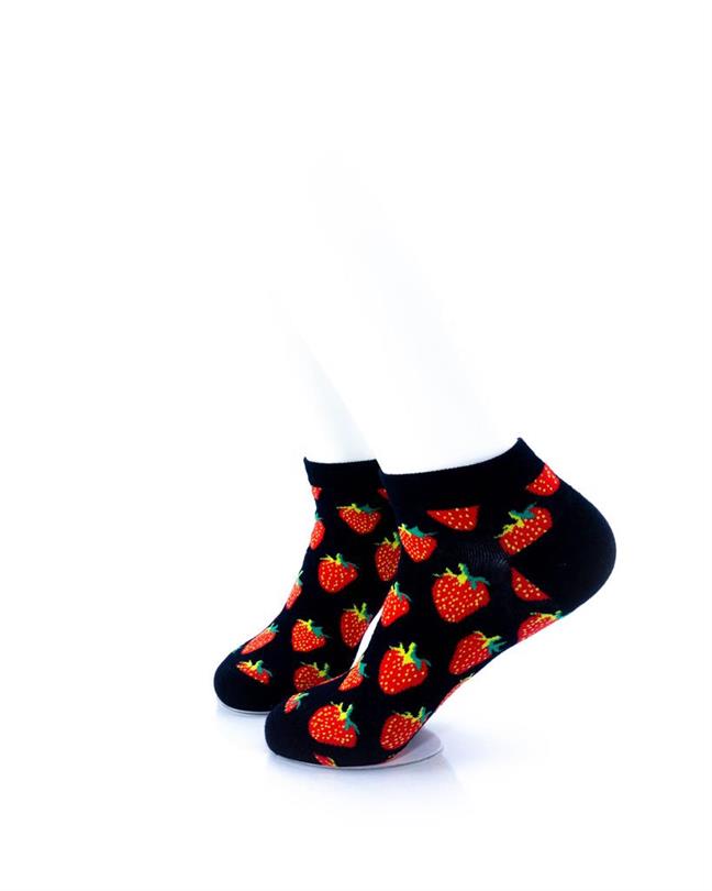 cooldesocks strawberries in black ankle socks left view image