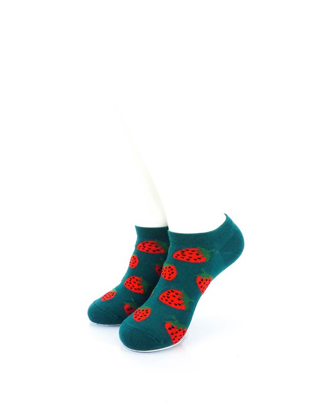 cooldesocks strawberries in green liner socks front view image