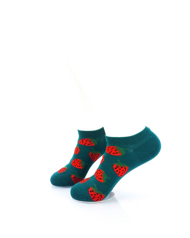 cooldesocks strawberries in green liner socks left view image