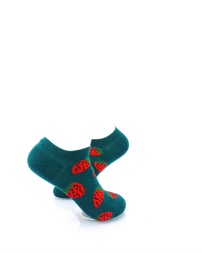 cooldesocks strawberries in green liner socks right view image