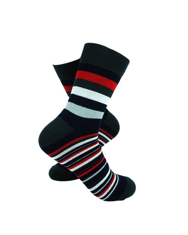 Striped Black Grey Red