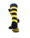 cooldesocks striped black yellow crew socks rear view image