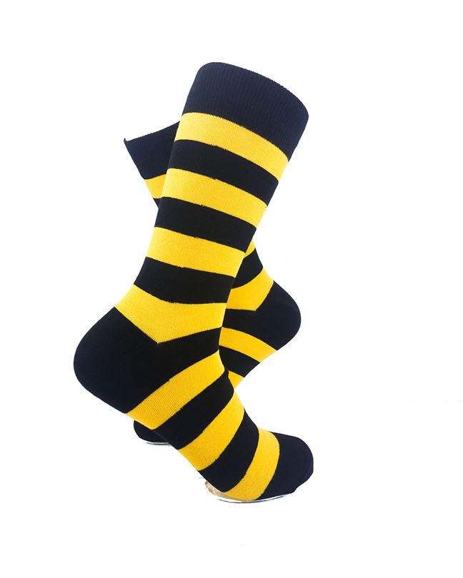 cooldesocks striped black yellow crew socks right view image