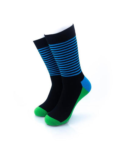cooldesocks striped blue green crew socks front view image