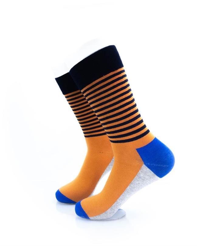 cooldesocks striped blue orange crew socks left view image