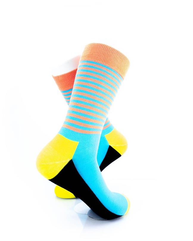 cooldesocks striped blue yellow crew socks right view image