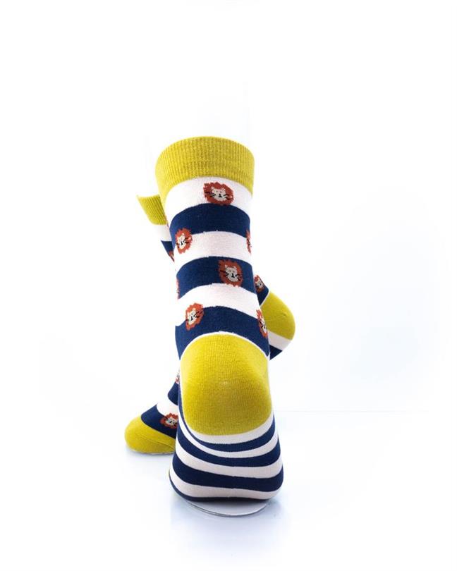 cooldesocks striped cute lion quarter socks rear view image