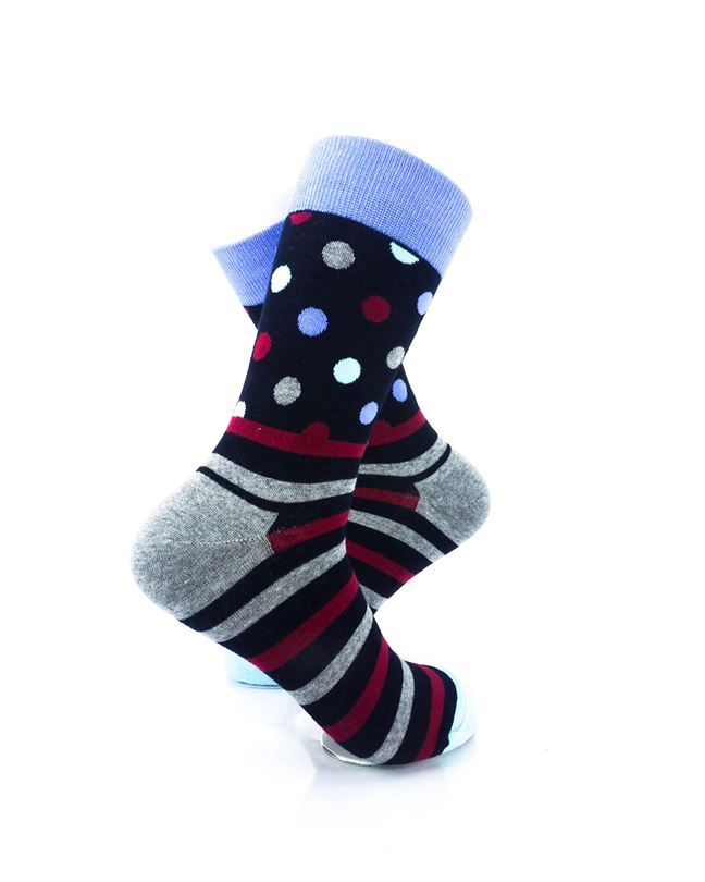 cooldesocks striped dot black crew socks right view image