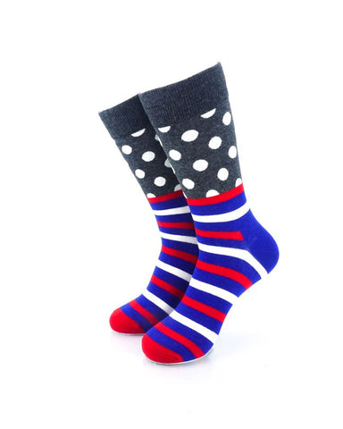 cooldesocks striped dot dark grey crew socks front view image