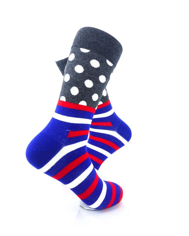 cooldesocks striped dot dark grey crew socks right view image