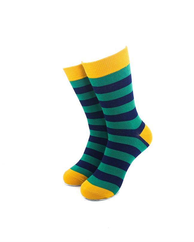 cooldesocks striped green yellow crew socks front view image