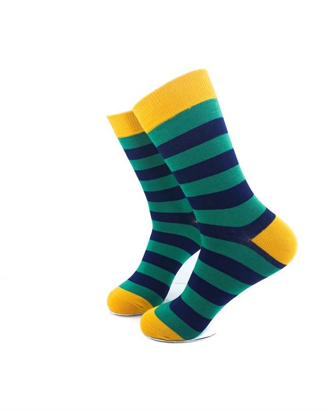 cooldesocks striped green yellow crew socks left view image