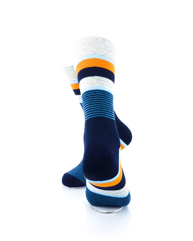 cooldesocks striped neo blue orange crew socks rear view image