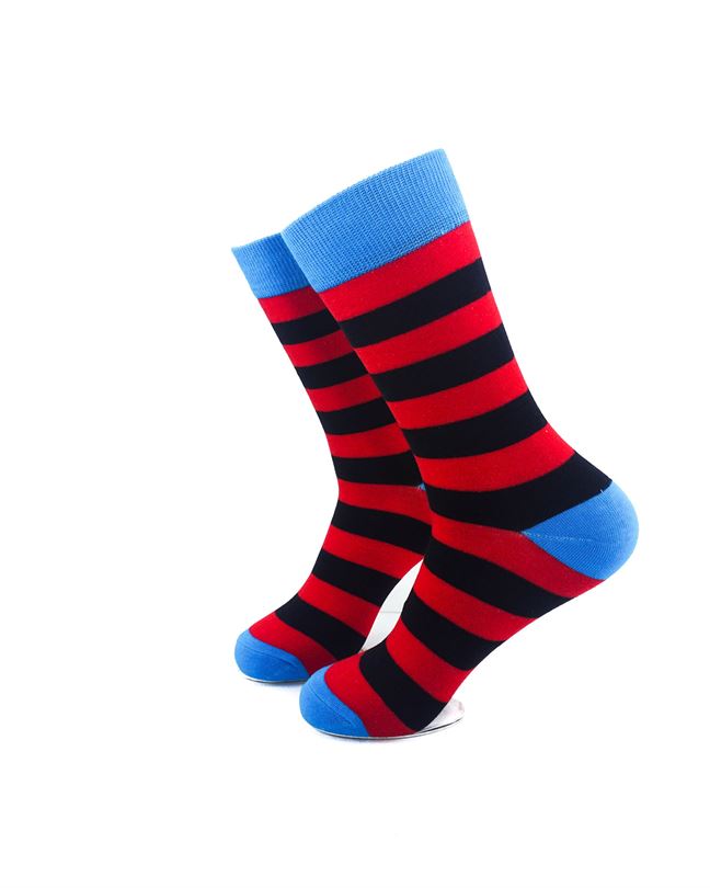 cooldesocks striped red black blue crew socks left view image