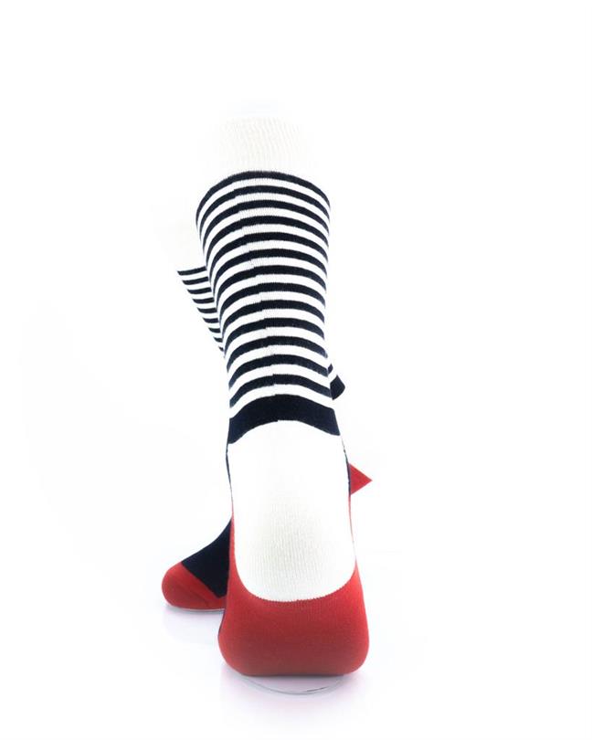 cooldesocks striped red black crew socks rear view image