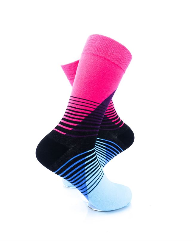 cooldesocks striped retro blue pink crew socks right view image