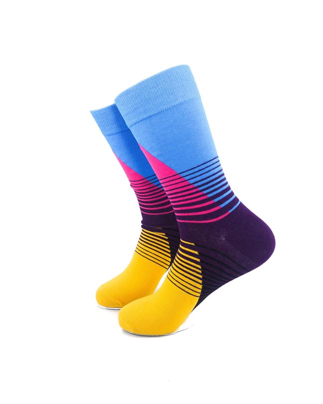 cooldesocks striped retro colorful crew socks left view image