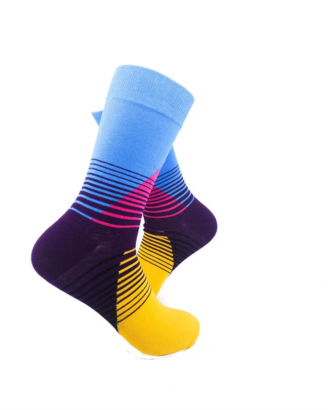 cooldesocks striped retro colorful crew socks right view image