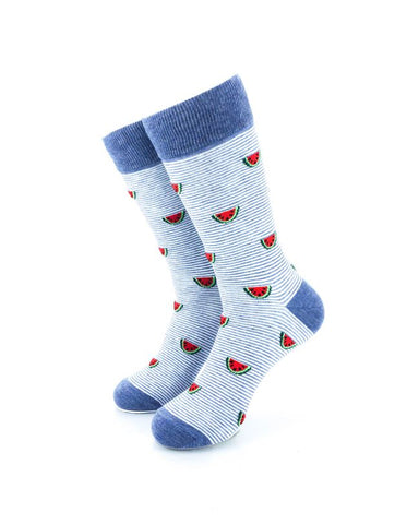 cooldesocks striped small watermelon crew socks front view image