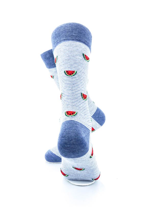 cooldesocks striped small watermelon crew socks rear view image