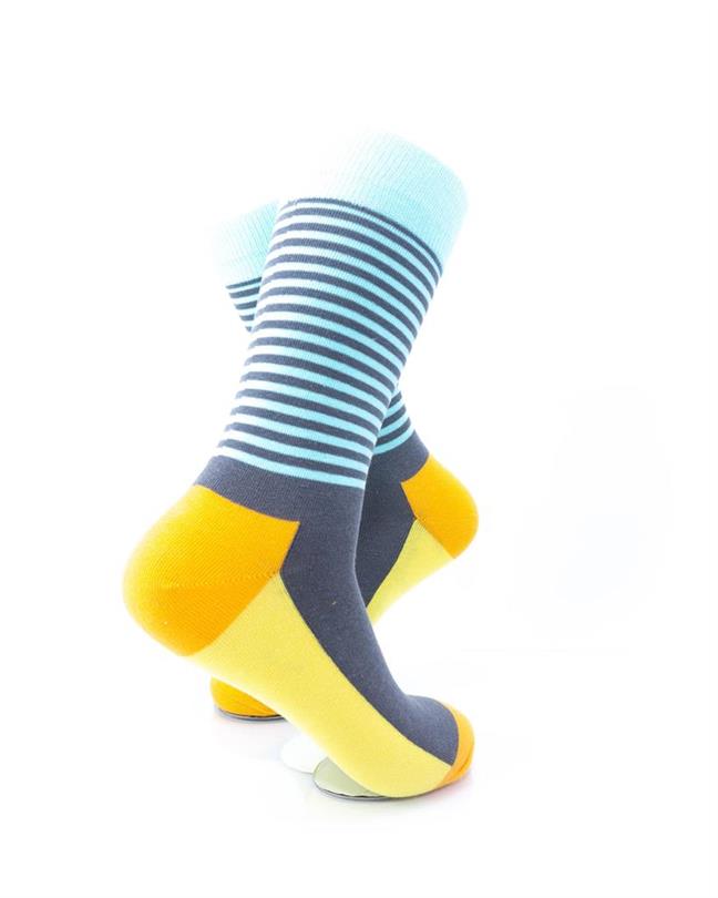cooldesocks striped turquoise yellow crew socks right view image