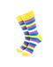 cooldesocks striped vintage blue yellow crew socks front view image