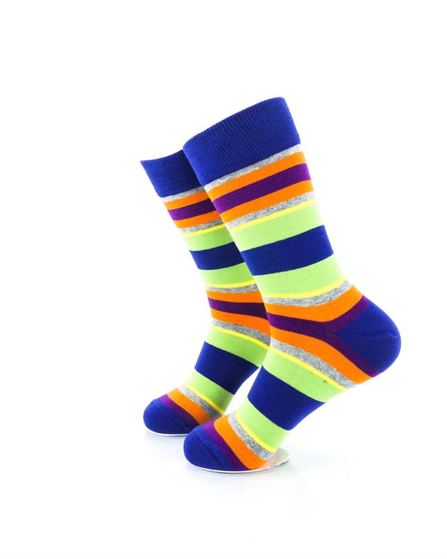 cooldesocks striped vintage neon blue crew socks left view image