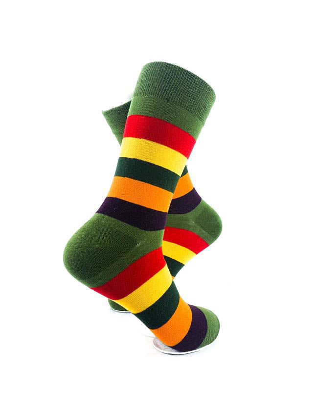 cooldesocks striped vintage neon green crew socks right view image