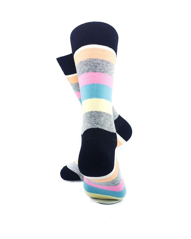 cooldesocks striped vintage pastel grey crew socks rear view image