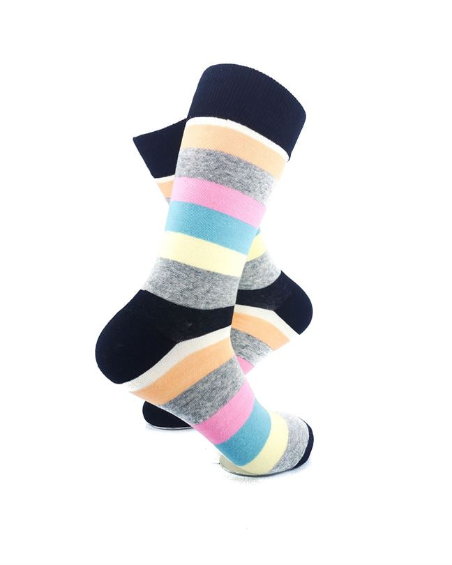 cooldesocks striped vintage pastel grey crew socks right view image