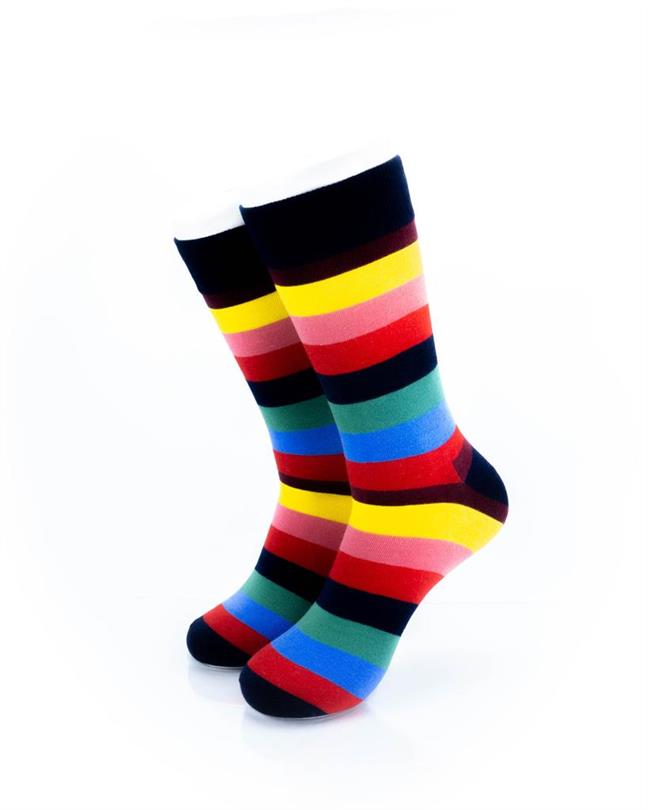 cooldesocks striped_rainbow_ crew socks front view image
