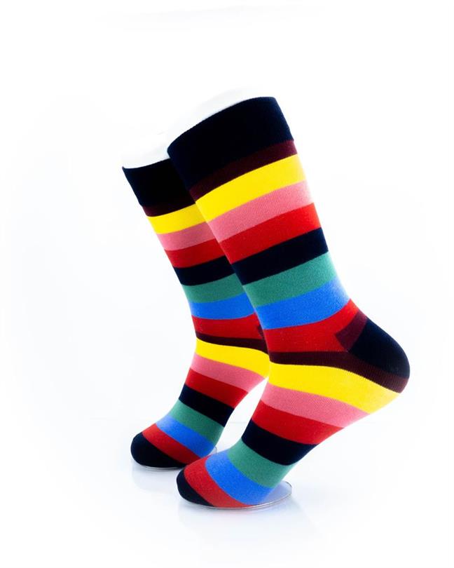 cooldesocks striped_rainbow_ crew socks left view image