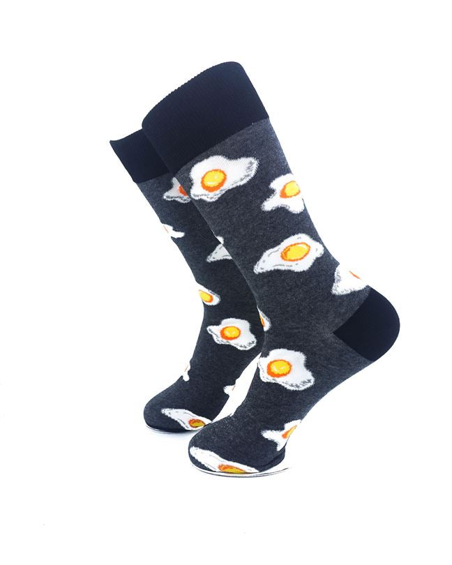 cooldesocks sunny side up grey crew socks left view image