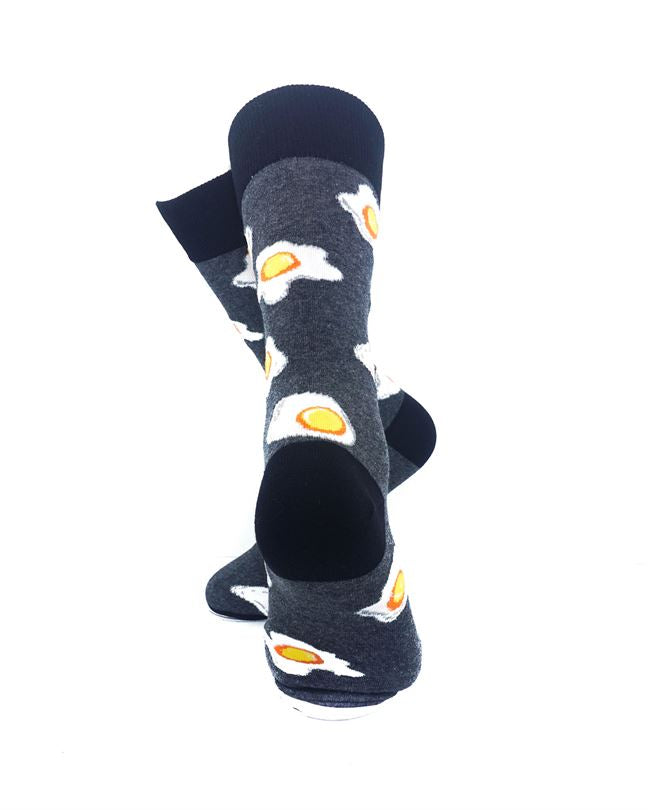 cooldesocks sunny side up grey crew socks rear view image