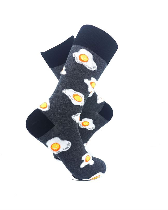 cooldesocks sunny side up grey crew socks right view image