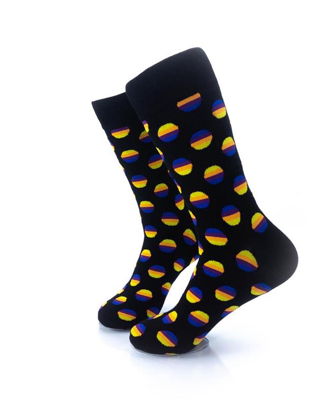 cooldesocks sunrise dot black crew socks left view image