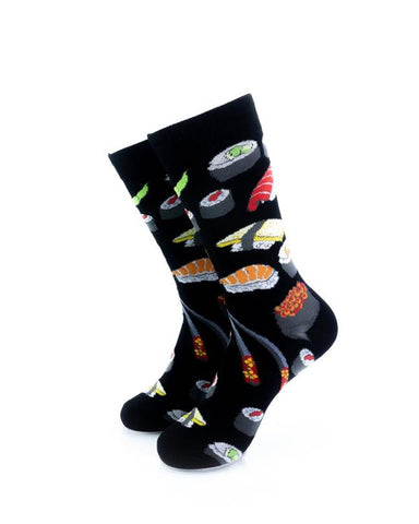 cooldesocks sushi black crew socks front view image