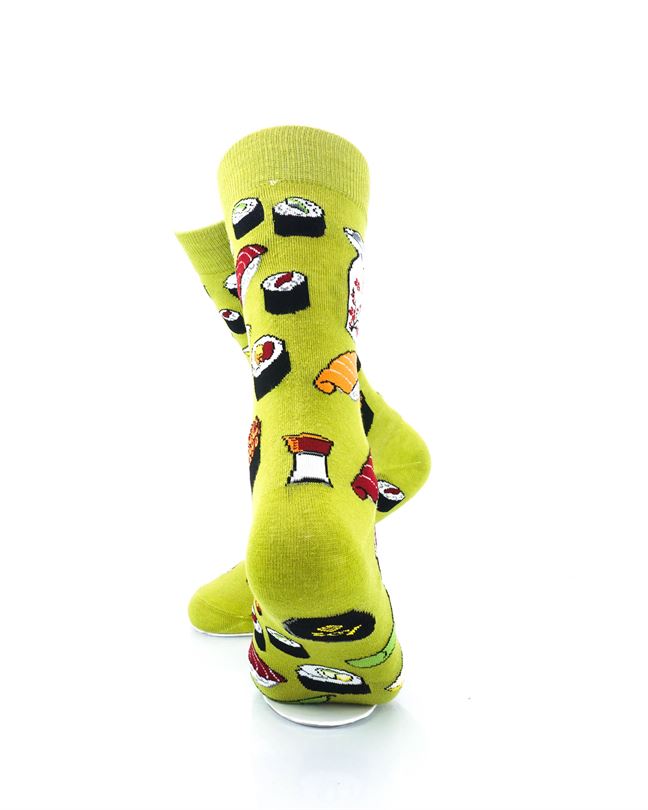 cooldesocks sushi green crew socks rear view image