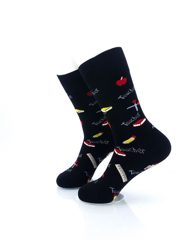 cooldesocks teacher stationary crew socks left view image