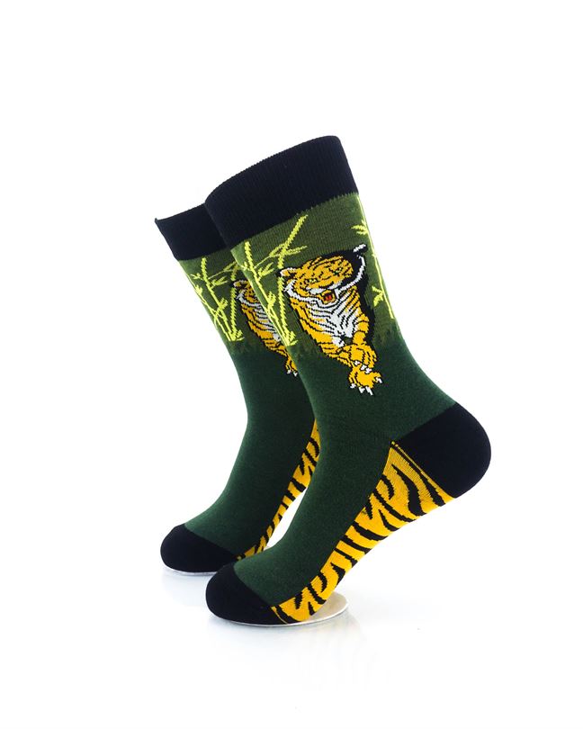 cooldesocks tiger forest crew socks left view image