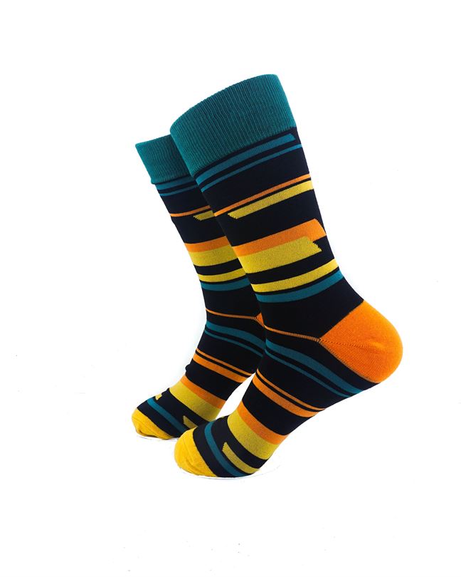 cooldesocks trendy striped green yellow crew socks left view image