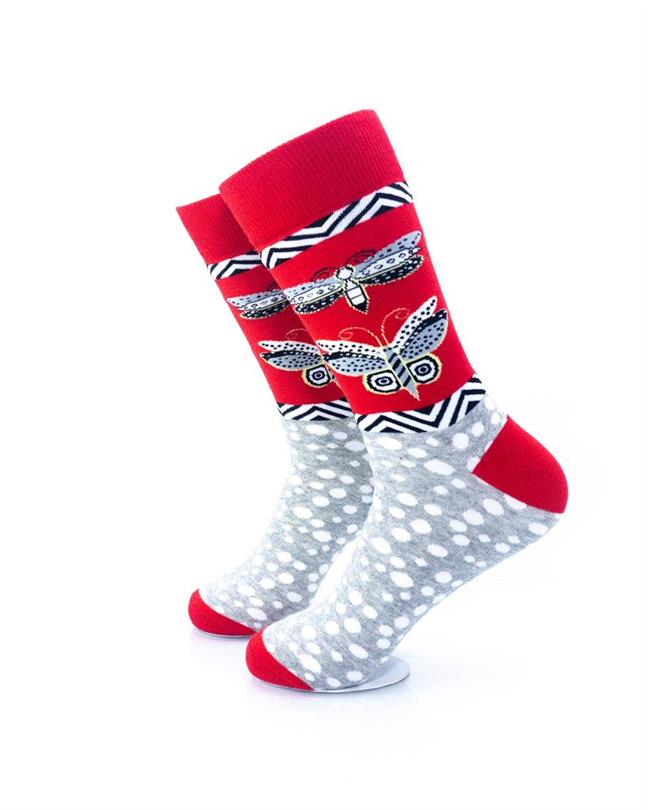 cooldesocks tribal butterfly crew socks left view image