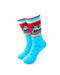 cooldesocks tribal cat in blue crew socks front view image