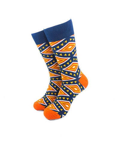 cooldesocks tribal orange crew socks front view image