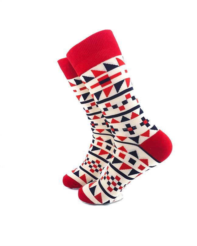 cooldesocks tribal red black crew socks left view image